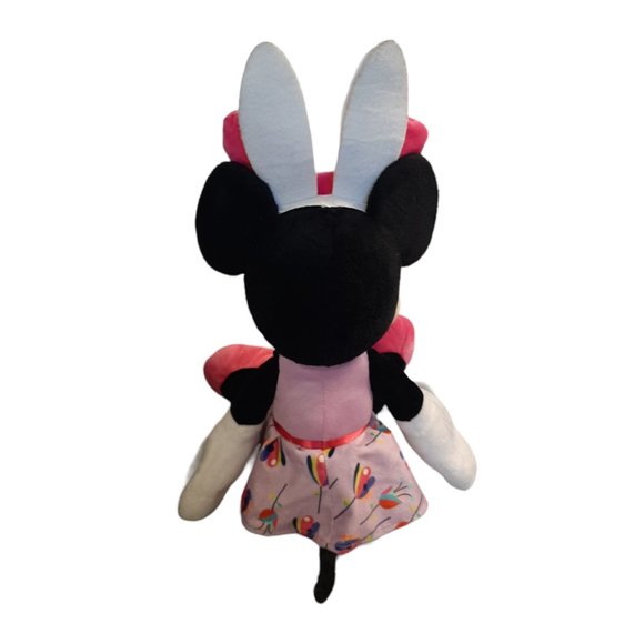 Disney Minnie Mouse Plush Bunny Ears Pink Floral Dress Stuffed Animal 12" - Picture 5 of 7